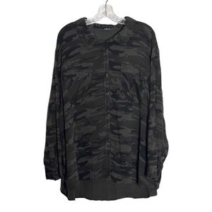 Sanctuary Camo 3X Lightweight Button Down Shirt Chocolate Brown & Black